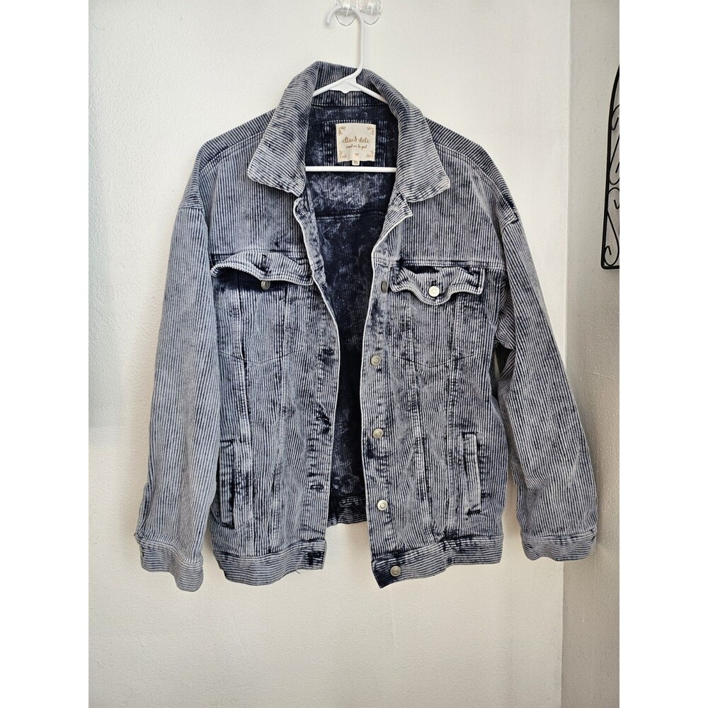 Alter'ed State Acid Washed Ribbed Jean Jacket Size M Blue Denim Distressed Boho